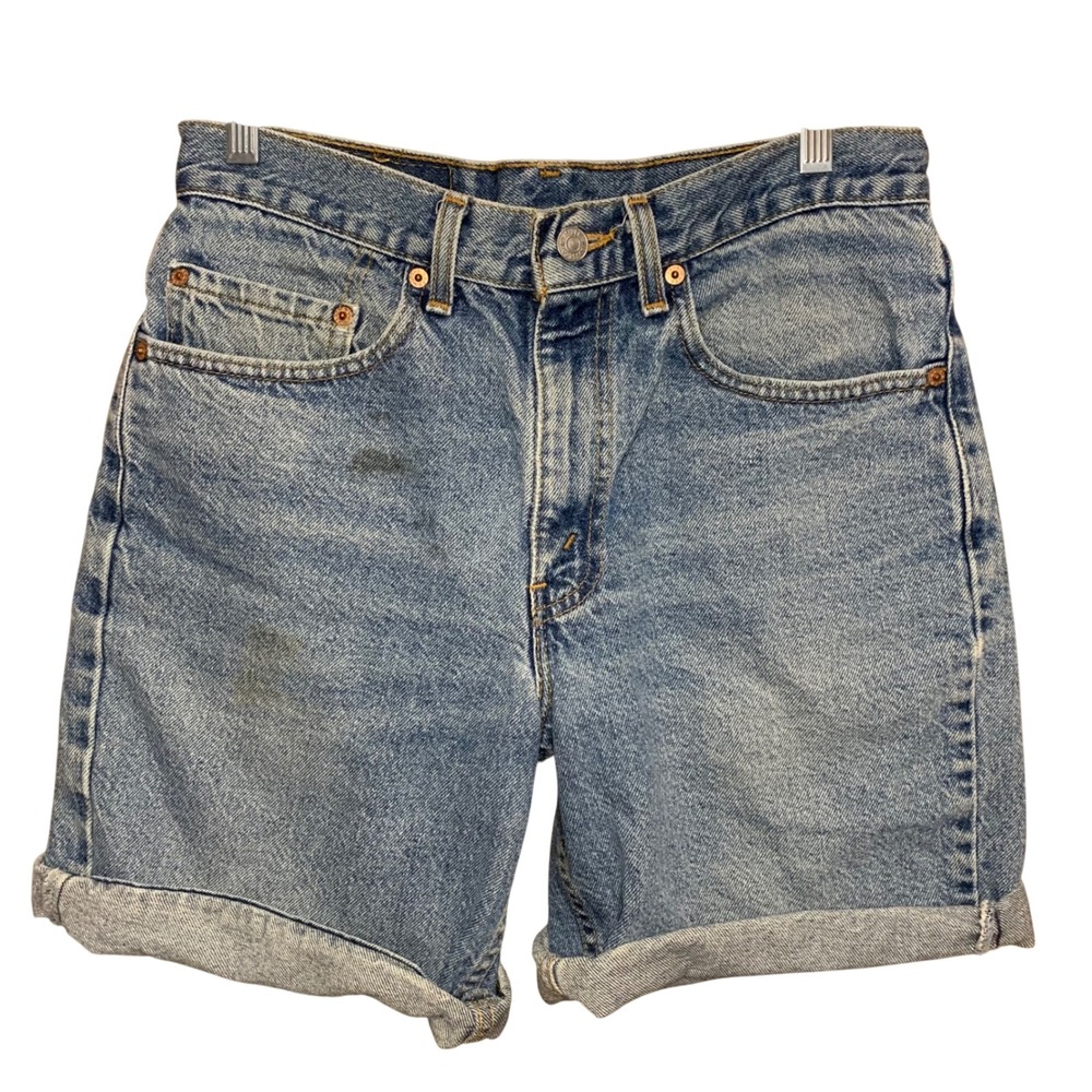 Vintage 2002 Levi's 550 Relaxed Fit Mom Shorts Jorts Dirty Distress Size 31